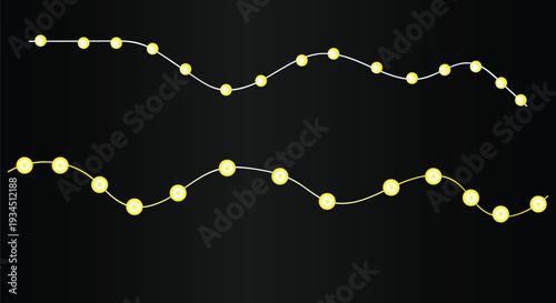 Glowing string lights in warm yellow color on dark background for festive decoration