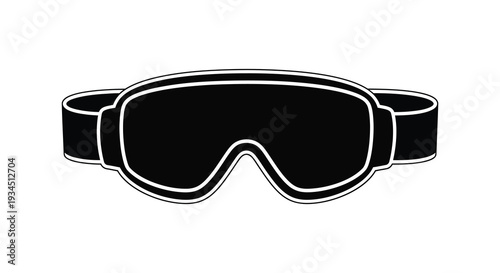A stark black and white illustration showcases a pair of ski goggles emphasizing their modern design silhouette high quality professional