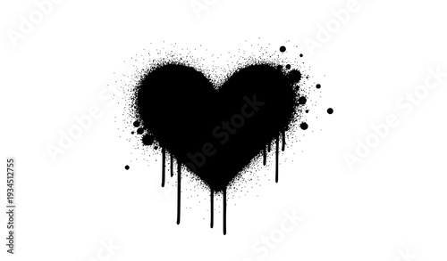 Minimal Spray Paint Heart Outline Graffiti Love Symbol Vector Art