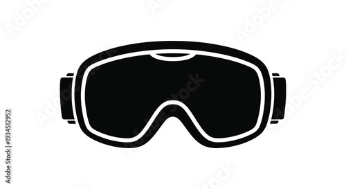 A striking black and white graphic depicts ski goggles highlighting their curved shape and modern design silhouette high quality professional