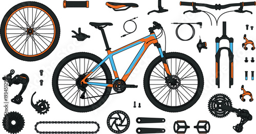 Fresh raw beef and pork meat steaks in black plastic tray packaging with paper sticker and barcode, flat vector illustration