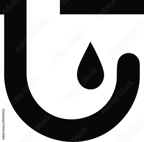 A simple black outline icon of a shower head with a single water droplet falling from it, indicating water use