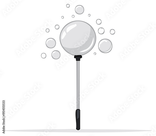 Bubble wand creates iridescent soap bubbles floating in air bringing joy and childlike fun to a classic activity