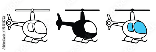 Helicopter line icon for transportation and travel concept, chopper sign vector graphics with clean linear pattern on a white background for logistics, aviation and professional creative projects.