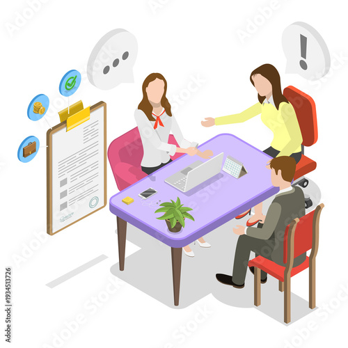 3D Isometric Flat  Illustration of Finance Calculation. Item 2