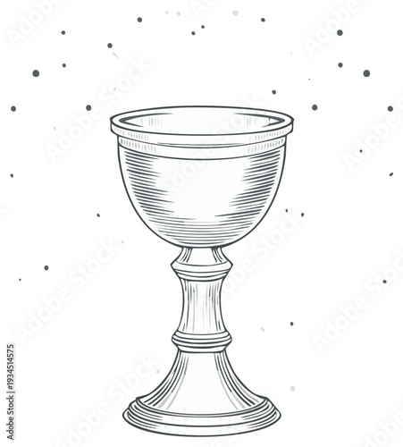Intricate Engraved Chalice Goblet Drawing Elegant Vintage Line Art