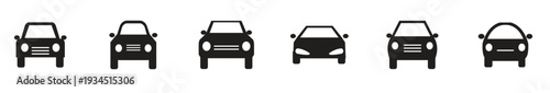 Comparison of two different car front silhouettes in black and white. Car silhouettes collection with sedan coupe hatchback and front view vehicles, vector illustration.