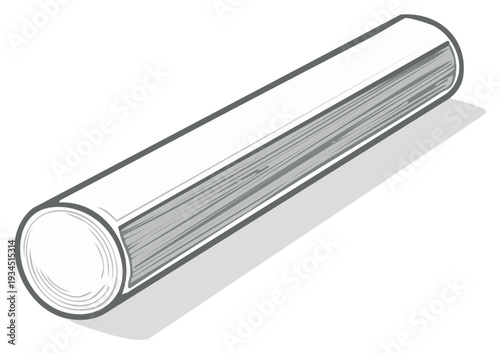 Realistic illustration of a hexagonal metal rod, with shaded detail and perspective