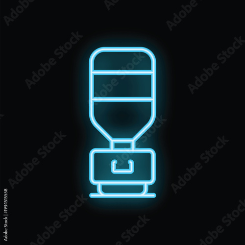 Neon water cooler shining on black background