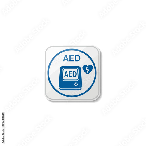 Automated External Defibrillator AED Medical Emergency Sign Icon