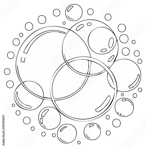 Abstract Outline Design with Bubbles and Circles Illustration for Coloring Pages