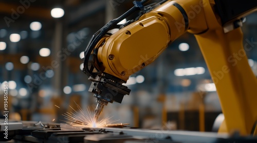 Wallpaper Mural Industrial robot programming engineer teaching a new welding pattern to an automated arm on a production line, perfect for robot manufacturing programming, industrial automation, welding Torontodigital.ca