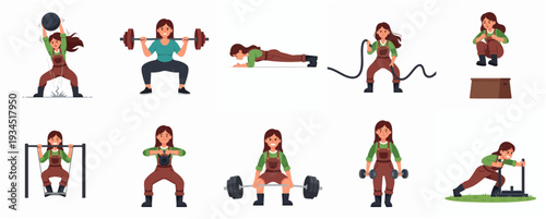 Modern Flat Illustration of Chef in Different Poses Cooking Food Activities