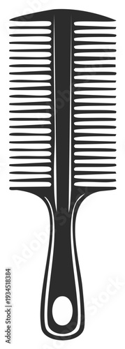 Stylized Illustration of a Hair Comb, Black and White Vector, Isolated Hairdressing Tool