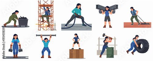 Detailed Cartoon Characters with Metal Detector in Various Location Illustration