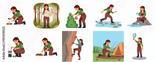 Illustrated Man in Apron Tasting Jam and Preserves with Variety Poses