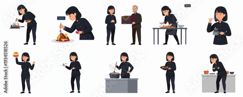 Cartoon Style Diverse Man Reading Book in Various Poses Illustration Set
