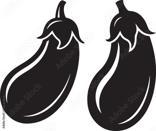 Eggplant vector illustration in black and white, healthy vegetable for food design