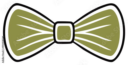 Olive Green Bow Tie Illustration Classic Neckwear Formal Accessory Symbol Vector Art