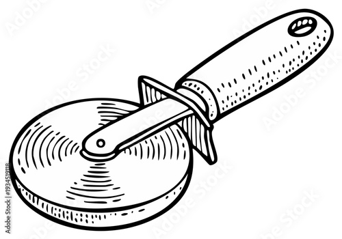 Pizza cutter, hand drawn, illustration.