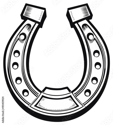 Graphic illustration of a horseshoe, symbol of good luck and fortune.