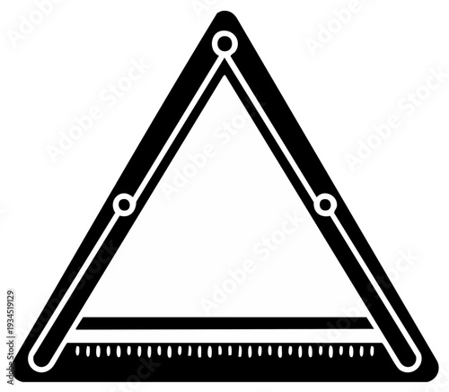 Billiard Triangle Rack in Black and White Silhouette, Pool Game Equipment, Snooker Arrangement