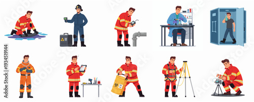 Diverse Handdrawn Professional Worker Character with Various Poses and Occupational Category