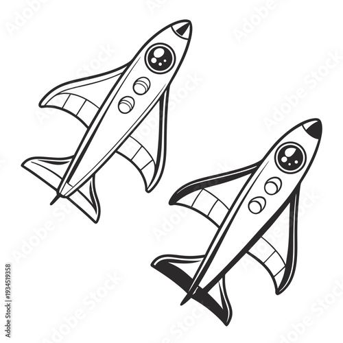 Cartoon rockets soaring through space, playful rocket ships with big eyes and fins, perfect for children's books and space exploration themes