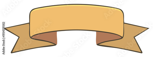 Simple blank curved golden brown banner illustration design element