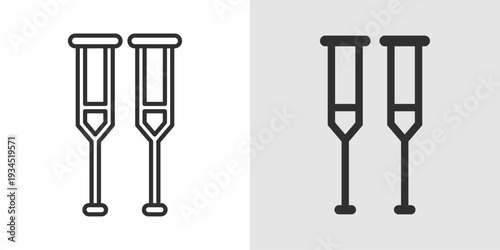 Crutches Icon representing mobility support, injury recovery, orthopedic assistance, and rehabilitation for individuals with leg injuries or walking difficulties.