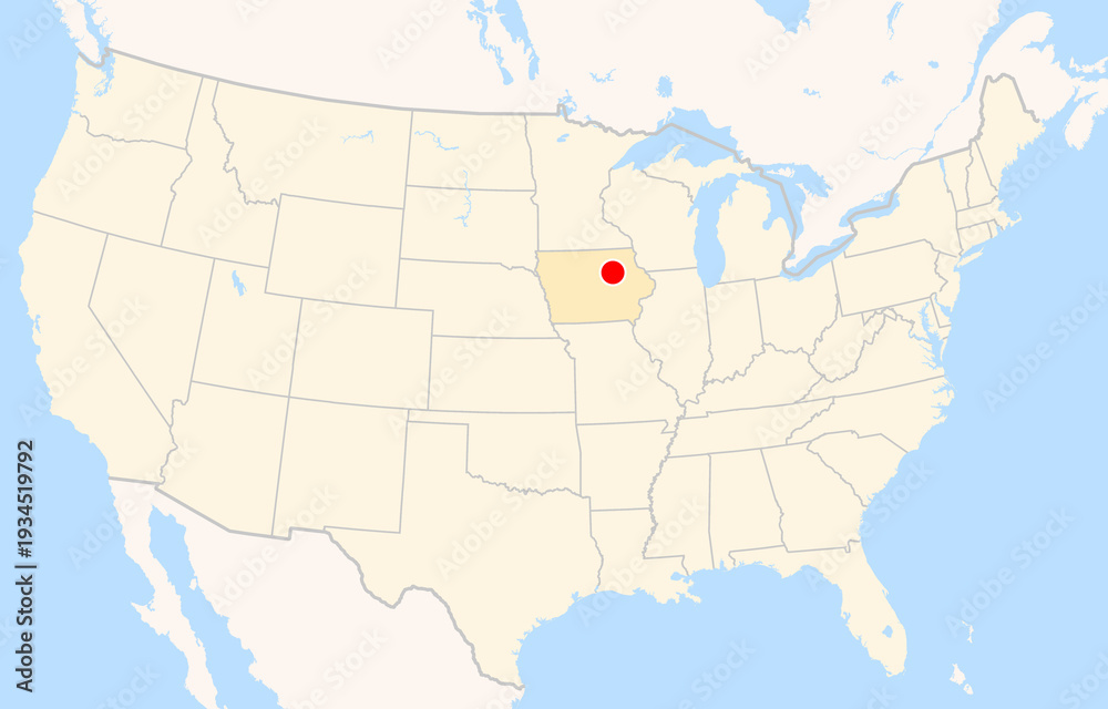 Fototapeta premium Location Map of Waterloo Regional Airport (Waterloo, Iowa, USA). IATA-code: ALO. No labels at all.