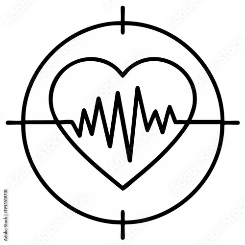 Heartbeat EKG line graphic within a crosshair target symbol