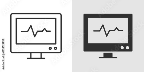ECG Icon representing heart monitoring, cardiac diagnostics, and medical health tracking. Stroke, filled, and colored vector illustration.