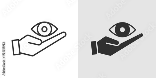 Eye Care Icon representing vision health, ophthalmology services, and eye protection. Stroke, filled, and colored vector illustration.