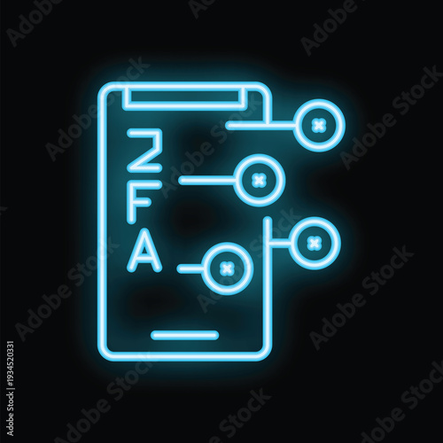 Neon icon of a smartphone showing ab testing concept with lines connecting letters to cross marks