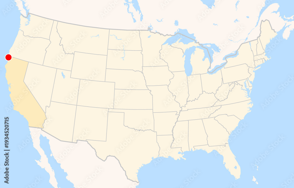Fototapeta premium Location Map of Jack Mc Namara Field Airport (Crescent City, California, USA). IATA-code: CEC. No labels at all.