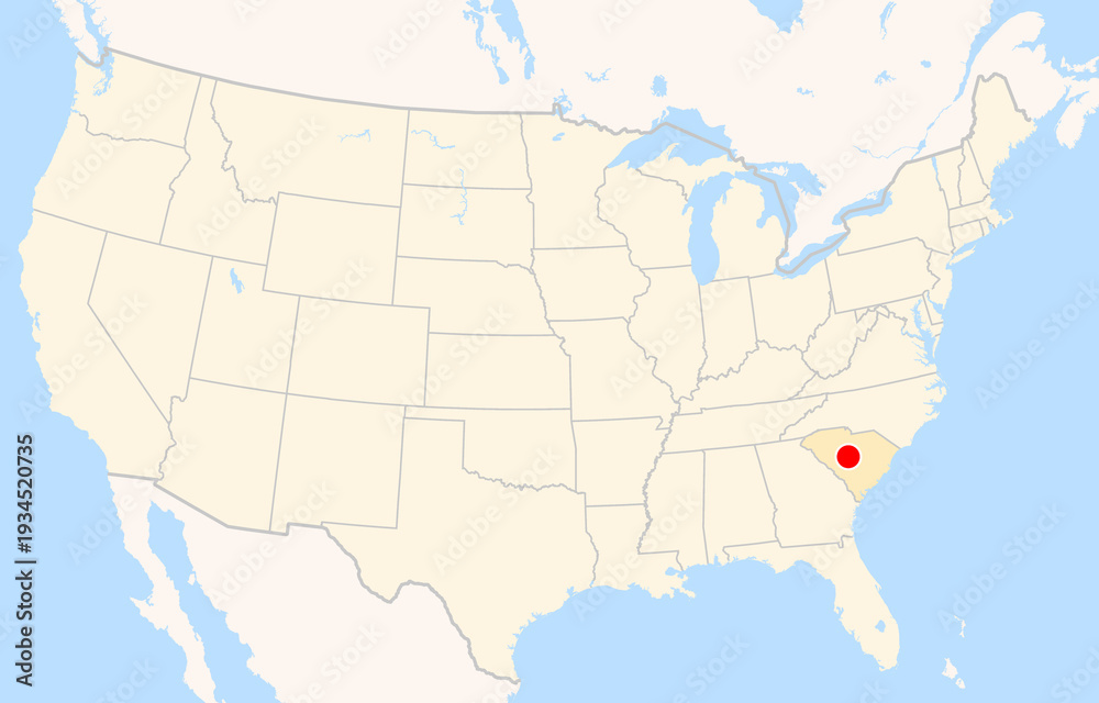 Naklejka premium Location Map of Columbia Metropolitan Airport (Columbia, South Carolina, USA). IATA-code: CAE. No labels at all.