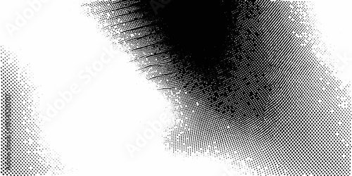 Abstract halftone pattern with a dark curved shape on white