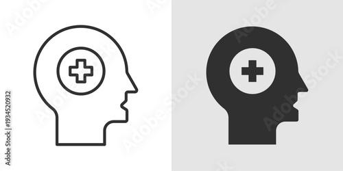 Mental Health Icon representing psychological wellbeing, emotional care, and healthcare support. Stroke, filled, and colored vector illustration.