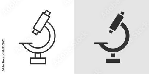 Microscope Icon representing scientific research, laboratory analysis, and medical testing. Stroke, filled, and colored vector illustration.