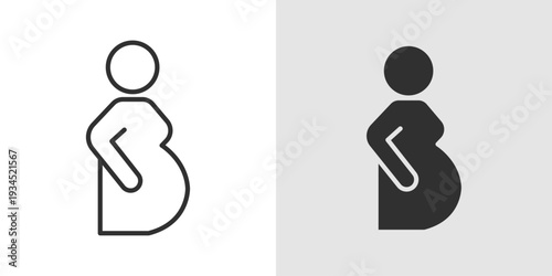 Pregnancy Icon representing maternal health, prenatal care, and motherhood support. Stroke, filled, and colored vector illustration.