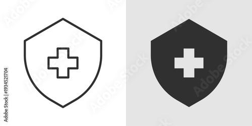 Shield Health Icon representing medical protection, healthcare security, patient safety, and protection against diseases or health risks.