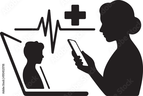 Online doctor consultation vector illustration with patient and medical staff