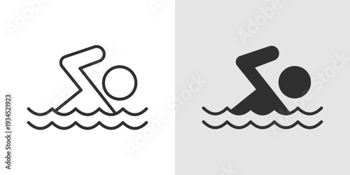 Swimming Icon representing aquatic sports, swimming activities, water fitness, and recreational or competitive swimming.