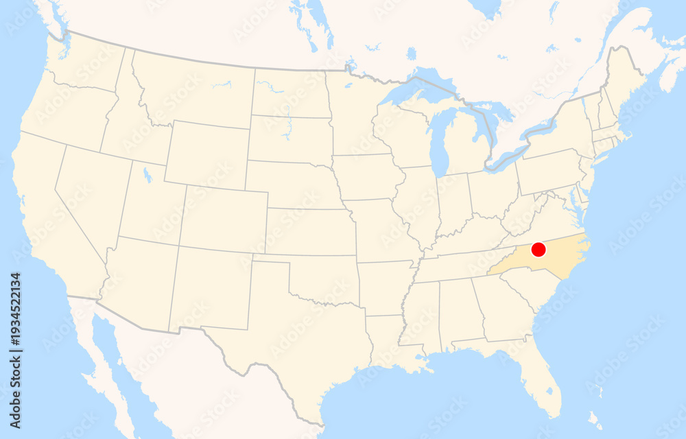 Obraz premium Location Map of Piedmont Triad Int. Airport (Greensboro, North Carolina, USA). IATA-code: GSO. No labels at all.