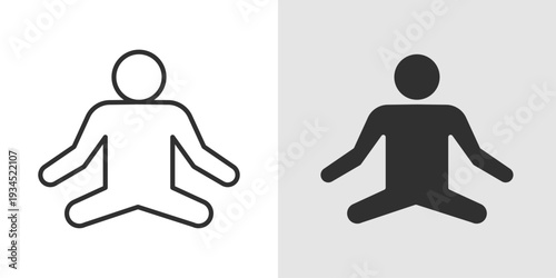 Yoga Icon representing meditation, fitness, mindfulness, and healthy lifestyle. Stroke, filled, and colored vector illustration.
