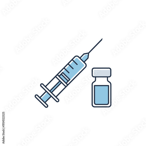 Medical Syringe and Vial Icon, Vaccination, Healthcare, Medicine, Injection, Treatment, Science