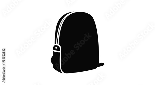 A minimalist depiction of a black backpack against a white background showcasing its simple form silhouette high quality