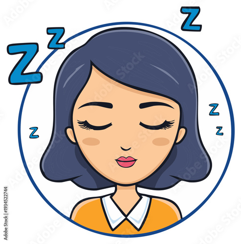Cartoon woman peacefully sleeping with Zzz symbols indicating slumber