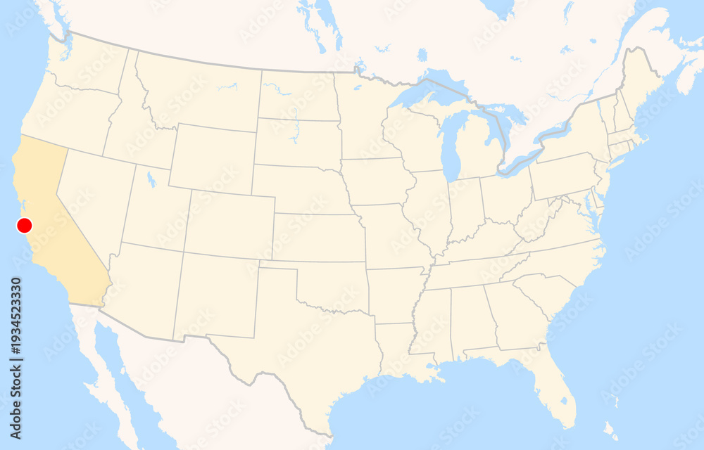 Fototapeta premium Location Map of Monterey Regional Airport (Monterey, California, USA). IATA-code: MRY. No labels at all.
